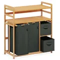 Wäschekorb 4 Fächer 2 Regale Wäschesammler 140L Wäscheboxen Mit Korb Wäscheso...