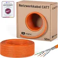 HB-DIGITAL 50m CAT 7 Netzwerkkabel LAN Kabel Verlegekabel Ethernet Installationskabel 10 Gbit/s - reines Kupfer AWG23 S/FTP - GHMT Zertifiziert LSZH Datenkabel Simplex - Orange