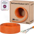 HB-DIGITAL CAT 7 Netzwerkkabel 50 m – S/FTP Verlegekabel – 10 Gbit/s – Orange