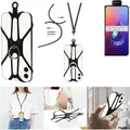 K-S-Trade 3in1 Handykette Handyband Handykordel Halsband Smartphone-Ring Handy-Ring kompatibel mit Asus Zenfone 6 (2019) Fingerhalterung Handyring - Schwarz
