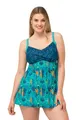 Ulla Popken Damen große Größen Übergrößen Plus Size Badekleid, Kakteen, Softcups, recycelt topas 54 826180442-54