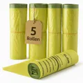 5 Rollen Gelber Sack, Gelbe Säcke mit praktischem Zugband 90 Liter