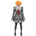 Smiffys Kostüm Pennywise Chapter 2 Kostüm für Frauen, Offizielles Kostüm der Neuauflage des Horrorfilms 'Es' von Stephen Ki grau L