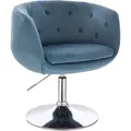 Svita - Panama Retro Loungestuhl Cocktailsessel Blau Petrol Samt-optik Tellerfuß