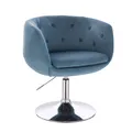 SVITA Panama Retro Loungestuhl Cocktailsessel Blau Petrol Samt-Optik Tellerfuß