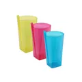 3x Mehrweg-Kunststoffbecher 460 ml Strohhalm Trinkbecher Plastikbecher Becher