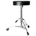 Fame D4000 Drumhocker, Einstrebig, Runde Sitzfläche, Vinylbezug, Höhenverstellbar 500-630mm, Inklusive Spindel, Verchromtes Finish, Ideal für Schlagzeuganfänger