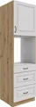 Küchen Backofen Hochschrank 60 cm mit Schubladen Stilo Weiss + Eiche Artisan Küchenzeile Küchenblock Einbauküche Landhaus Küche