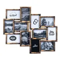 levandeo Industrieller Collage-Bilderrahmen 59,5 x 51,5 cm Kupfer-Schwarz für 12 Fotos 10 x 15 cm mit Glasscheiben Rustikale Wanddeko Gewerbe & Zuhause