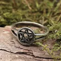 Drachensilber Pentagramm Ring Schmuck hochwertiges 925 Silber 52 - Silber