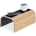 Relaxdays Sofatablett Armlehne, Bambus, Armlehnentisch Für Couch Und Sofa, Bxt: 42 X 34 Cm, Sofaablage Getränke, Natur