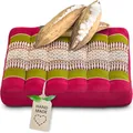 livasia Sitzkissen klein - 35x35x6cm - Bodenkissen Indoor/Outdoor, Meditationskissen Yogakissen, Stuhlauflage Palettenmöbel, Steppkissen Auflage Stuhl Bank handgefertigt (Rot/Grün)