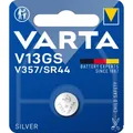 Varta Knopfbatterie, Knopfzelle, V13GS / SR44, 1,55V, Silber, 155mAh, 5,4x11,6mm