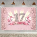 17. Geburtstag Banner 17 Geburtstag Deko Rosegold Party Dekoration Mädchen, Stoff Schild Poster 17. Jahrestag Party Geburtstagsbanner Tischschmuck Plakat, Glitzern Rosa