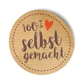 itenga 50x Etikett 100% selbstgemacht Sticker Aufkleber braun selbstklebend für Marmelade Einmachgläser Geschenke - hochwertiges Papier - rund 4cm