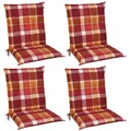 Beautissu 4er Set Sunny RO Niedriglehner Auflagen 100x50 cm in Rot Kariert