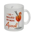 Ich wünschte das wäre Aperol Glas Tasse orange-rötlicher Cocktail mit Orangenscheibe und Strohhalm Illustration eines erfrischenden Getränks im Glas Tasse