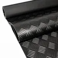 ANRO Gummimatte Riffelmatte Meterware 3mm Riffelblech Gummiläufer Riffelblechmatte als Werkstattboden, Bodenbelag, Werkbank Auflage, Gummi Matte für Anhänger, Garage Schwarz 100 x 100cm