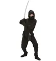 Ninja Coat Kapuze Hose Maske Set Kostüm Verkleidung schwarz Größe 128 5-7 years