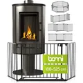 BOMI Kaminschutzgitter Milo 100-525 cm | Extrabreite Tür: 75 cm Durchgang & Feststellfunktion | Schutzgitter für Kaminofen in Schwarz | Kaminschu... - Schwarz