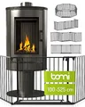 BOMI Baby Kamingitter Milo bis 525 cm | XXL Kinderschutz Tür: 75 cm | Kaminschutzgitter, Kamingitter & Absperrgitter | Ofenschutzgitter, Kinderschutzgitter, Schutzgitter für Kinder in schwarz