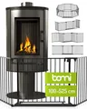 BOMI Ofenschutzgitter Kaminschutzgitter ohne Bohren, Milo 100-525 cm, Absperrgitter Metall (standfest & kippsicher, flexibel erweiterbares Schutzgitter), Extrabreiter Durchgang & 90° Feststellfunktion