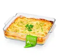 GOURMETmaxx Auflaufform Auflaufform transparent quadratisch 1500ml, (1-St), aus Glas für Heißluftfritteuse & Ofen Zubereiten Garen Servieren