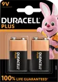DURA PLUS 9V2 - Duracell Plus, Alkaline Batterie, 9-V-Block, 2er-Pack