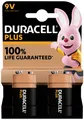 Duracell Plus-9V B2 9V Block-Batterie Alkali-Mangan 9V 2St.