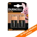 2 x Duracell 9V-Block Plus MN1604 E-Block 6LR61 Batterie Plus Power 1 x 2er