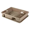 Engelland Abtropfgestell, Abtropfgitter, Farbe: Hell-Braun, Geschirrständer, Küche, Abtropfschale, Geschirrkorb, Abtropfkorb, aus Kunststoff, für bis zu 9 Teller, L 38,5 x B 28,5 x H 8,5 cm