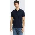 TOM TAILOR Poloshirt Poloshirts Fitted Poloshirt mit Logo-Print blau XXL (56/58)