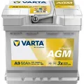 VARTA A9 Dynamic AGM 12V 50Ah 540A Autobatterie Start-Stop 550 901 054