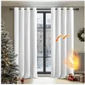 Deconovo Verdunkelungsvorhang Gardinen mit Ösen Blickdichte Vorhang Kälteschutz Schlafzimmer 2er Set, Blackout Curtain einfarbig Thermo Vorhang Verdunkelung Wärmeisolierend grau|silberfarben|weiß 132 cm x 214 cm