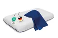 casimum Nackenstützkissen COMFORT Nackenkissen klassische Form & große Liegefläche, Füllung: Memory Foam (Memory Schaum), Bezug: Blau, Rückenschläfer, Seitenschläfer, ergonomisches Nackenkissen, HWS Kopfkissen, 70x40cm, mit blauem Bezug