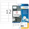 HERMA 10017 Universal Etiketten ablösbar, 25 Blatt, 99,1 x 42,3 mm, 12 pro A4 Bogen, 300 Stück, selbstklebend, bedruckbar, matt, blanko Papier Klebeetiketten Aufkleber, weiß