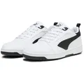 PUMA REBOUND V6 LOW Sneaker niedrig geschnitten, mit Schnürverschluss, aus getrommeltem Leder weiß 45 EU