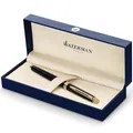 Waterman Hémisphère Füller | Hochglänzend Schwarz mit Zierteile aus 23 K Gold | Füllfederhalter mit mittlerer Feder | Geschenkbox