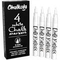 Chalkola Kreidestifte für Tafel Abwaschbar Weiß - 4 Kreidemarker Weiss 3mm Umkehrbare Spitze - Kreidestift Weiß für Fenster, Tafel, als Glasstift - Chalk Markers für Erwachsene und Kinder