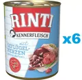 6x400 g RINTI Kennerfleisch Geflügelherzen Nassfutter getreidefrei alle Rassen