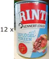 12 x 400 g Rinti Kennerfleisch mit Geflügelherzen (€ 6,25/kg) Nassfutter Hunde