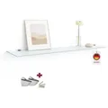HOOZ Wandregal Glasregal, Wandablage ESG 18cm tief, rechteckig, inkl. Halter 30-100cm, Regal Glas, Platzsparende Wandboard für Dusche, Bad, Küche oder Wohnraum weiß 100 cm