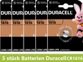 5 x Duracell CR1616 DL1616 Lithium Batterie Knopfzelle 3V Blister