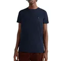 Tommy Hilfiger Herren T-Shirt Kurzarm Core Stretch Slim Fit, Blau (Desert Sky), L