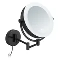 Libaro Kosmetikspiegel XXL Tokio LED Vergrößerungsspiegel Wandmontage Dimmerfunktion mit schwarzem Kabel Auto Off (Schwarz 5X / 10x)