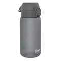 ion8 Kinder Trinkflasche, 350ml, Auslaufsicher, Einhandöffnung, Sichere Verriegelung, Spülmaschinenfest, BPA-frei, Tragegriff, Klappdeckel, Leicht zu Reinigen, Klimaneutral, Grau