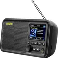 LEICKE tragbares DAB+ Radio mit Bluetooth 5.0 |UKW Radio, 2,4" Farbdisplay, 80 Voreinstellungen, Küchenradio mit Adapter und 4000mAh Akku, MicroSD... - Schwarz