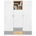 Deine Möbel 24 Kinderkleiderschrank, Eiche, Weiß, Grau, Holzwerkstoff, 150x190x50 cm, Kinder- & Jugendzimmer, Kindermöbel, Kinderkleiderschränke
