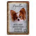 Blechschild Spruch 20x30cm Papillon Hund