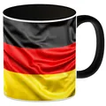 Kaffeebecher Henkel und Innenseite Schwarz mit Deutschlandfahne Motiv